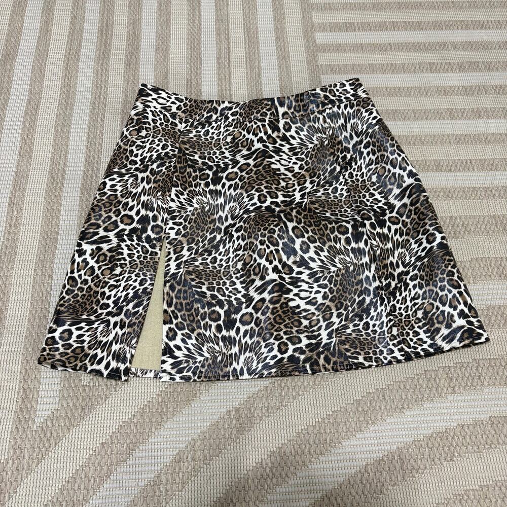 Princess Polly Y2K Mini Skirt Cheetah Print AOP Women's 2 Faux Leather